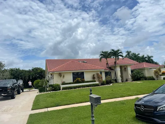Single-story home with a red tile roof