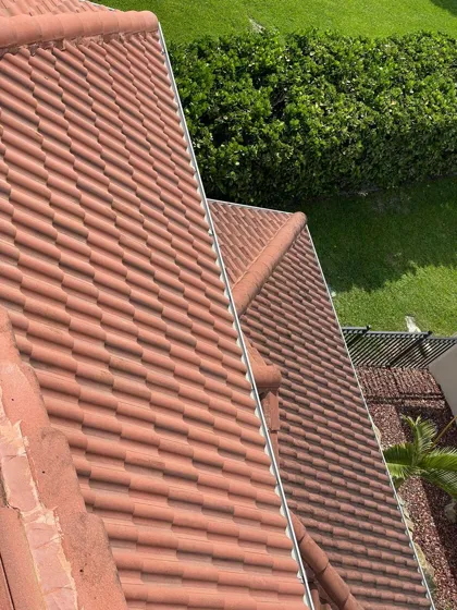 Terracotta roof tiles after a soft wash